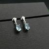 Aquamarine Gemstone 925 Silver Inlaid Simple Stud Earrings