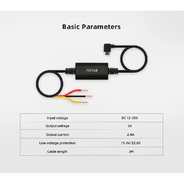 Parking Surveillance Cable UP02 Micro USB interface for 70mai A200 M200 S500 4K A800S A500S D06 Hardwire Kit 24H Parking Monitor