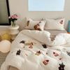 Lamb Fleece Four-piece Set Cute Cartoon Embroidered Milk Fleece Double-sided Fleece Autumn Thickened Bedding
