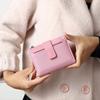 Fashionable Women's Folding Short Wallet PU Leather Zipper Coins Purses Solid Color Versatile Pouch Bag Card Holder