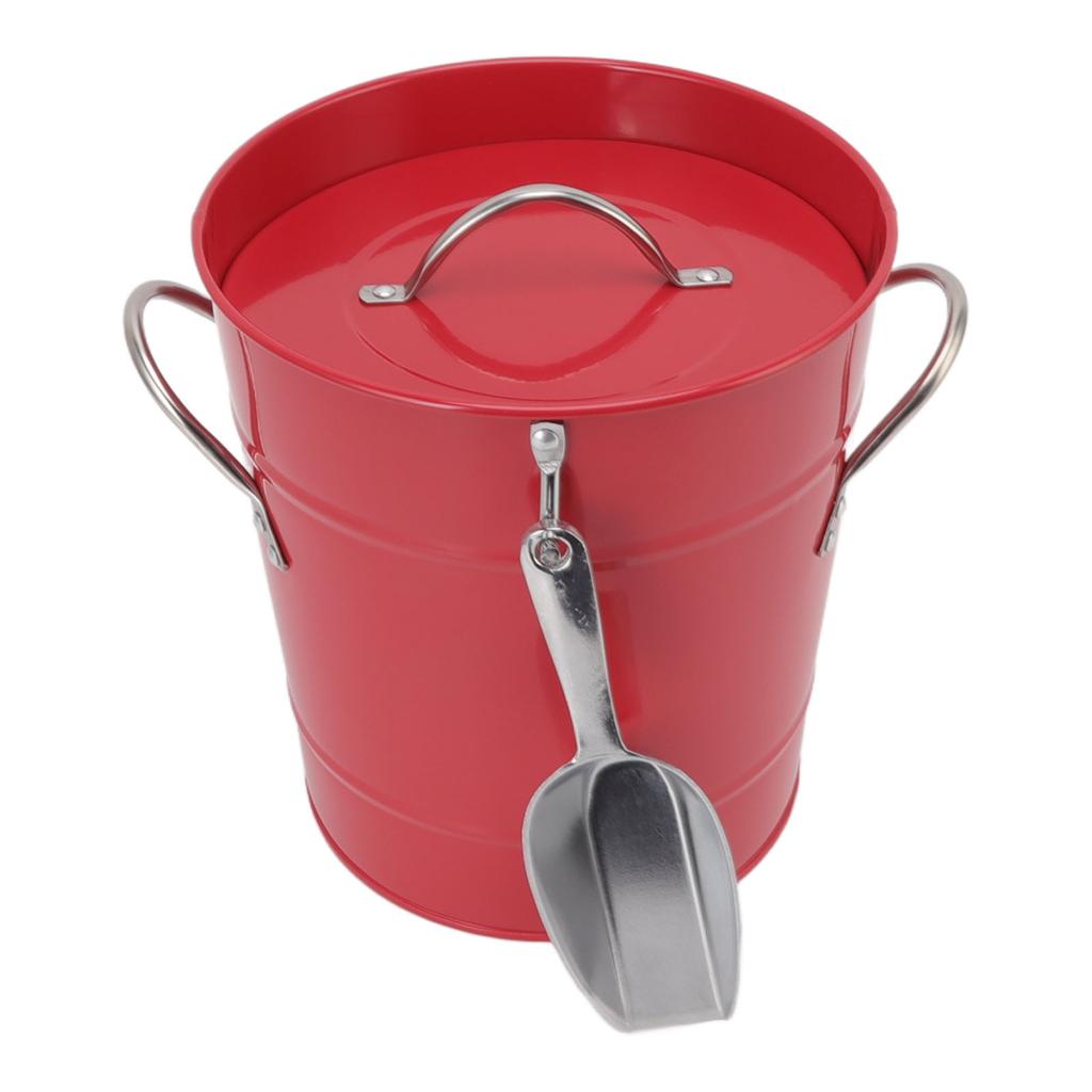 Ice Bucket Round with Ice Shovel Galvanized Sheet Plastic Beer Chiller Bin for Bar Home