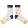 SNOOZY Smile 3 Embroidered Socks (Beige Indigo)