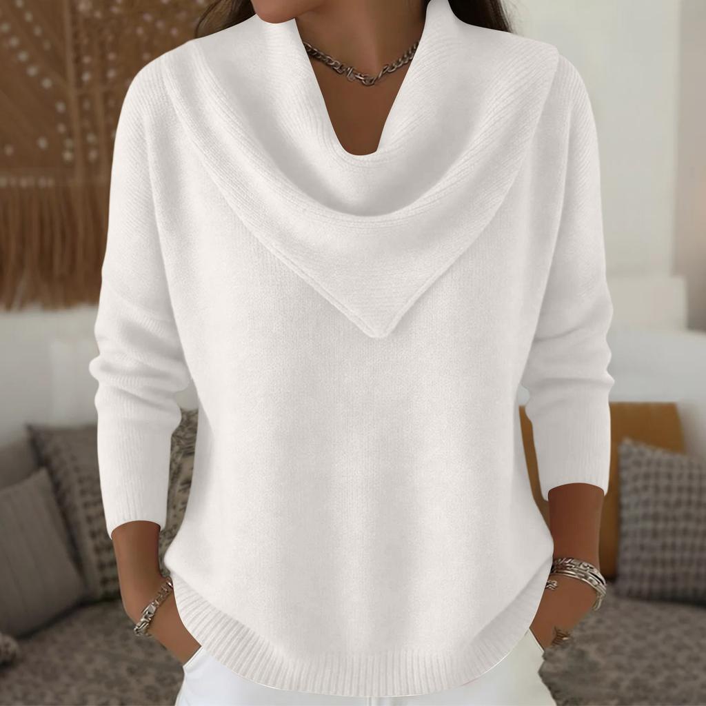 Женский модный однотонный пуловер с круглым вырезом и длинными рукавами, вязаный свитер-топ