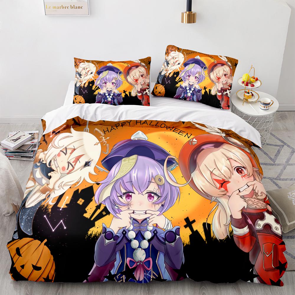 Genshin Impact Bedding Set Single Twin Full Queen King Size Game Anime Bed Set Aldult Kid Bedroom Duvetcover Sets 3D Print Anime