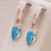 Blue Zircon Long Pendant Earrings for Women Fashion Water Drop Accessories Wedding Jewelry