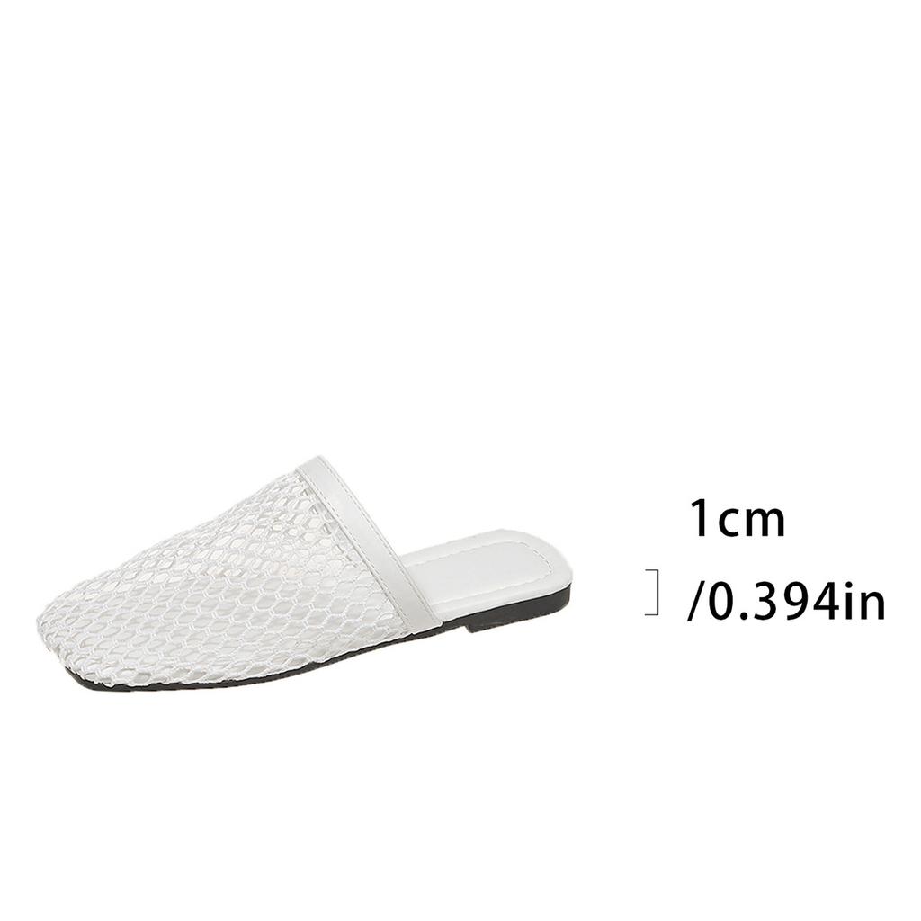 Fish Net Woven Hollow Roman Sandals for Women's Summer New Fisherman Flat Bottomed Round Toe Half Slippers