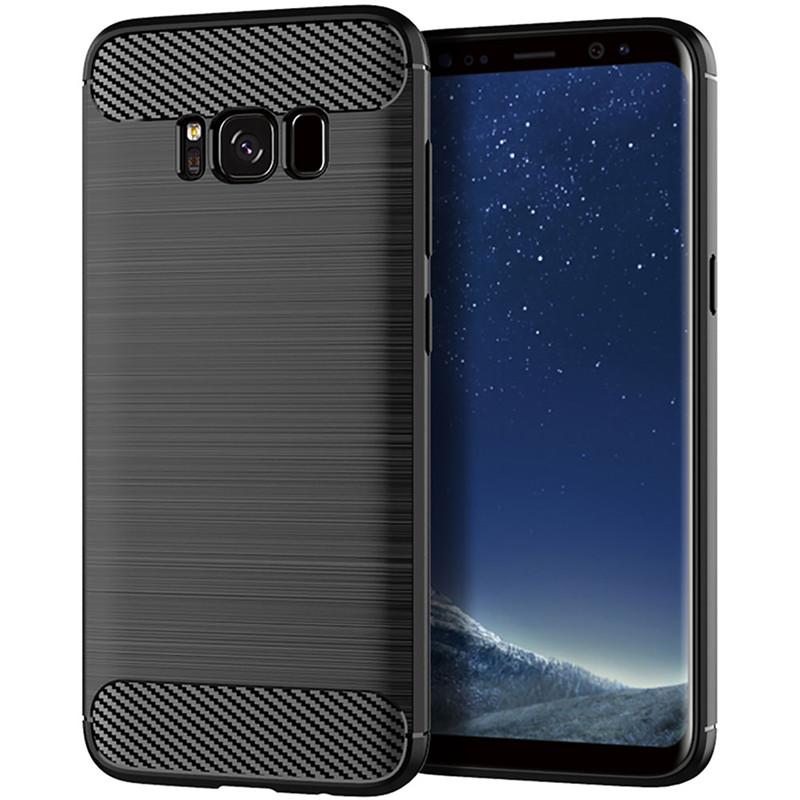 Противоударный силиконовый чехол для Samsung S8 Plus Galaxy S8+ Матовый карбоновый чехол для Galaxy s8plus Задняя крышка Coque Fundas