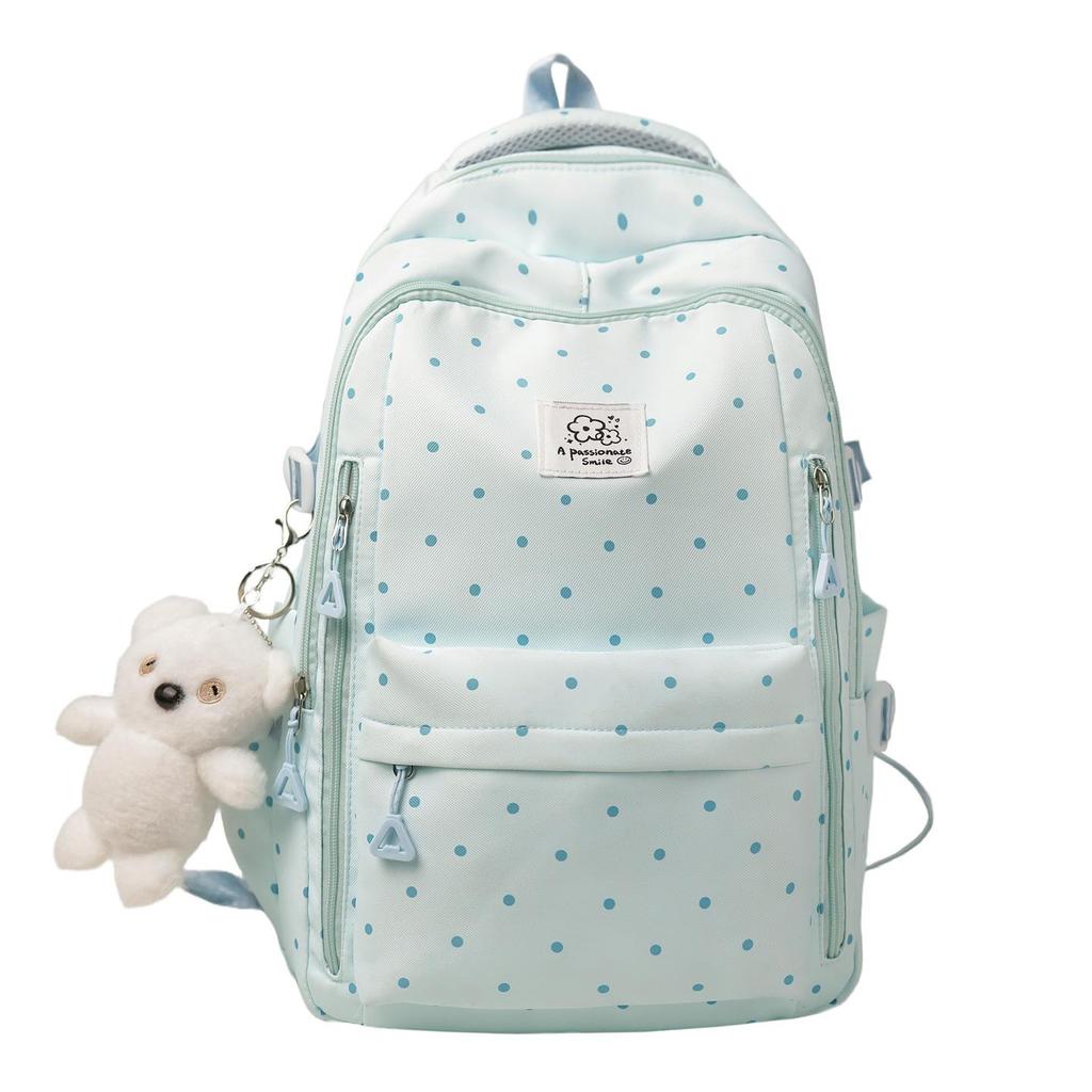 Рюкзак в горошек для студентов: Большая вместимость, Повседневный, для школы и прогулок