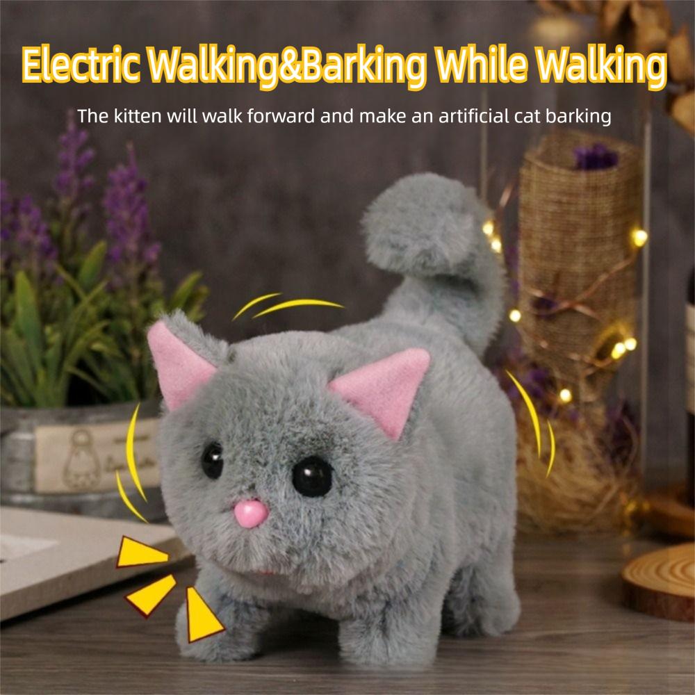 Simulated Plush Electric Cat Toy Makes You Happy Kitten Plush Toy For Kids Birthday Gift