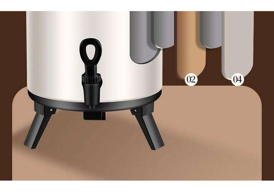Double-Layer Stainless Steel Insulated Milk Tea Bucket for Hot & Cold, Large Capacity, Ideal for Milk Tea and Soy Milk Shops