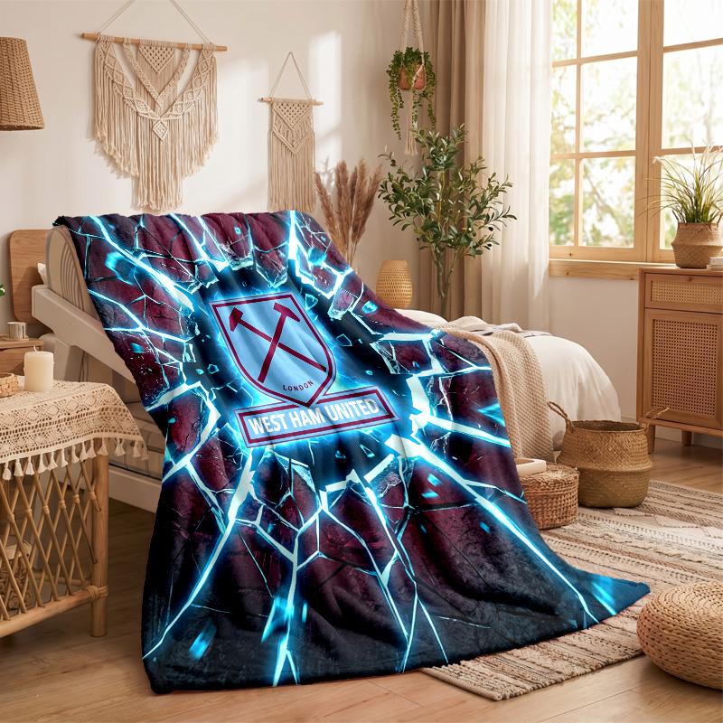 West Ham United Football Print Flannel Blanket Soft Warm Sofa Bed Throw Blanket For Home Office Bedroom