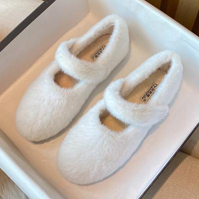 Модная зимняя новинка плюшевые балетки Мэри Джейн женская мода круглый носок пряжка дизайнерская обувь уютная мягкая подошва повседневная обувь Zapatos De Mujer