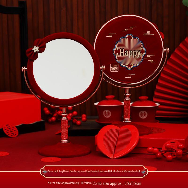 Полный свадебный набор невесты в европейском стиле: Пара зеркал и красные приданые вещи