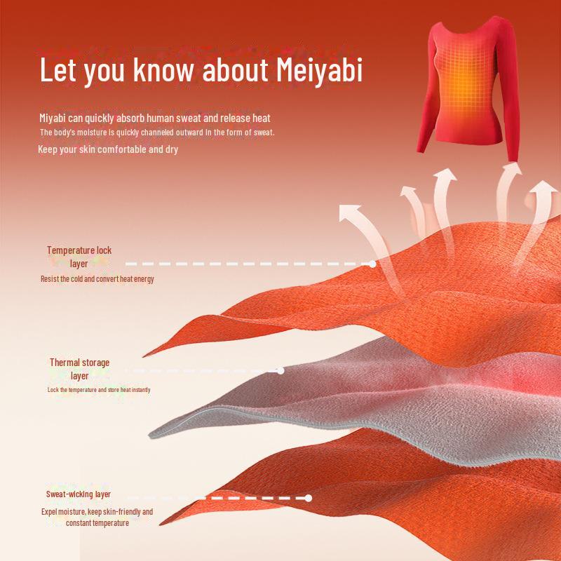 Комплект женского термобелья Meiyabi: Верх и низ из утолщенного немецкого бархата с функцией самонагрева для осени.