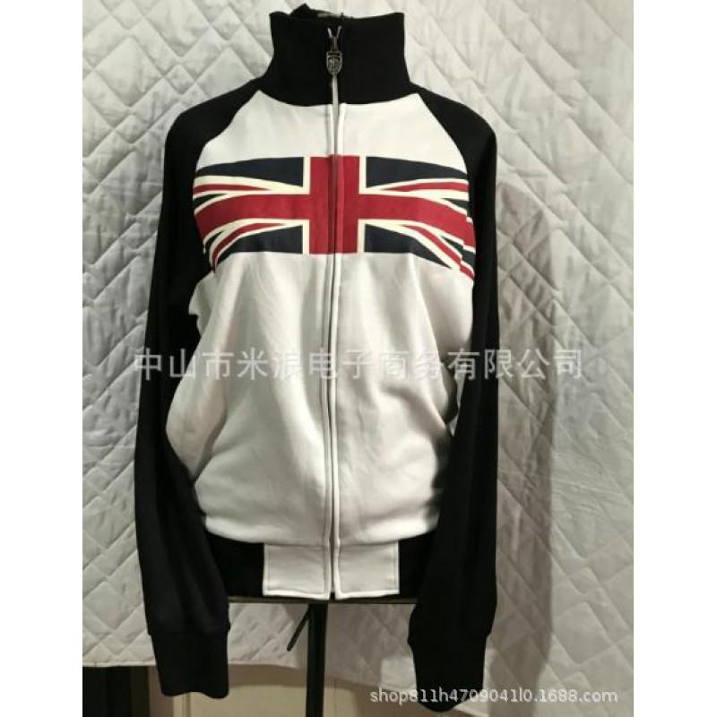 Unisex Vintage American Flag Print Raglan Hooded Zip-Up Sweatshirt Streetwear Casual Pullover