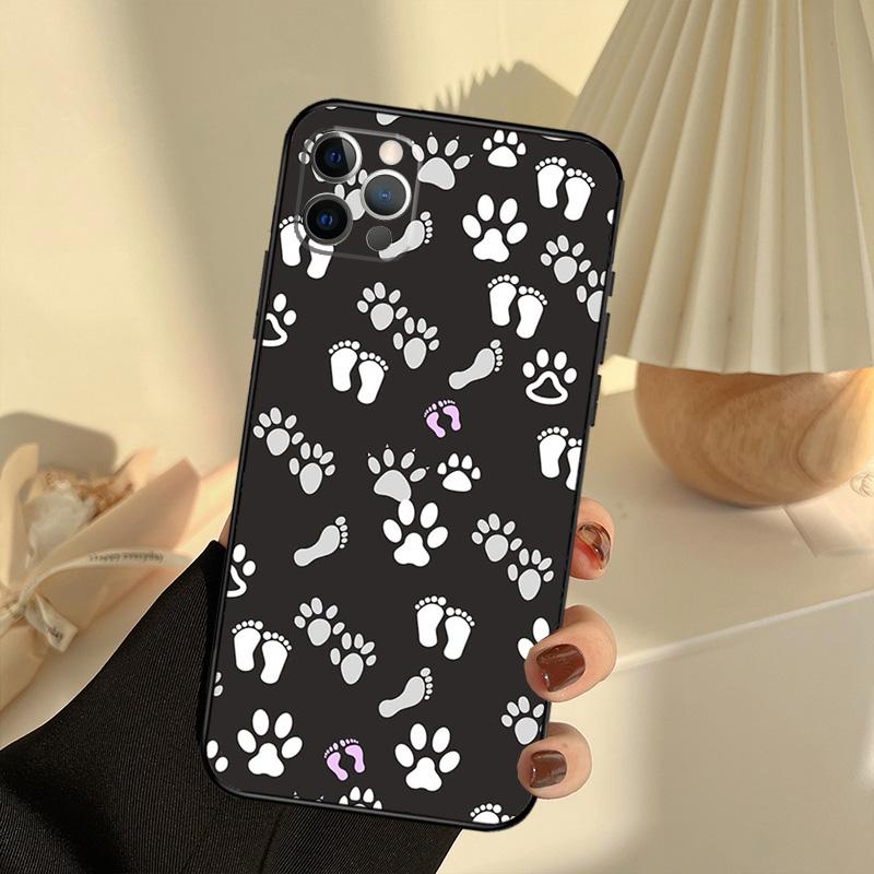 Dog foot Paw Colorful Pattern Case For iPhone 11 12 13 14 15 16 Pro Max Cover For iPhone 13 12 Mini XR X XS Max Plus