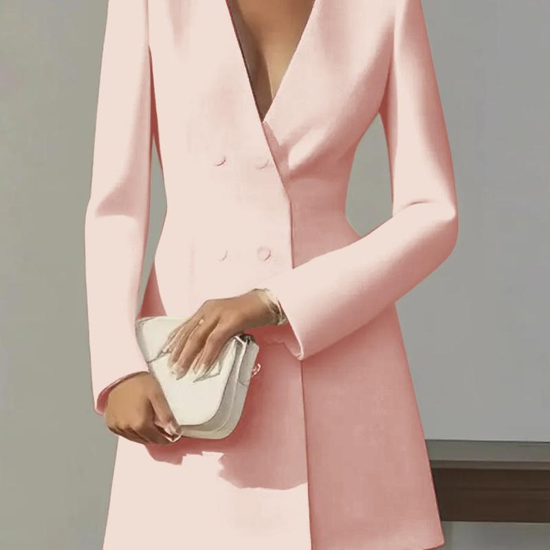 Women's V Neck Long Sleeve Blazer Mini Dress Slim Fit Elegant Office Dress