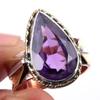 Кольцо из натурального африканского аметиста, стерлингового серебра 925 пробы, двухцветное, размер 7, d0T36