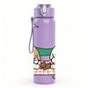 1PC Kids Picnic Cottage Scene 750ml Color Plastic Sports Water Bottle Leakproof Flip Straw Lid Suitable for Sports Office Home Use