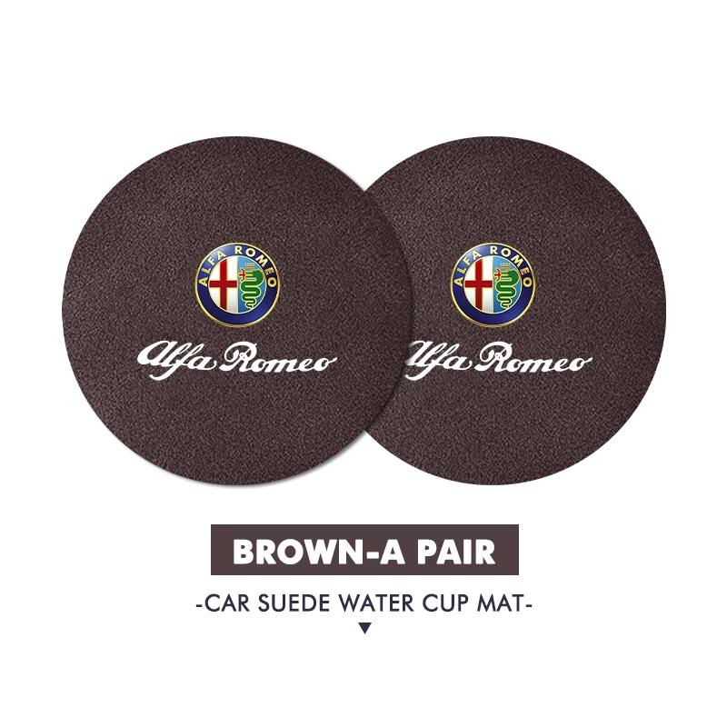 Car Stickers For Alfa Romeo For Alfa Romeo 2PCS Car Logo Anti-Slip Water Cup Pad Drink Holder Mat Interior Accessories Giulietta