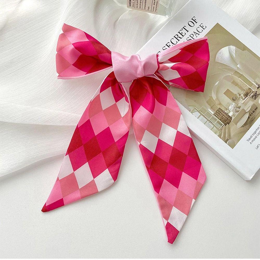 Ribbon Headband Long Scarf Pink Scarf Hair Band Elegant Printed Scarf  Female