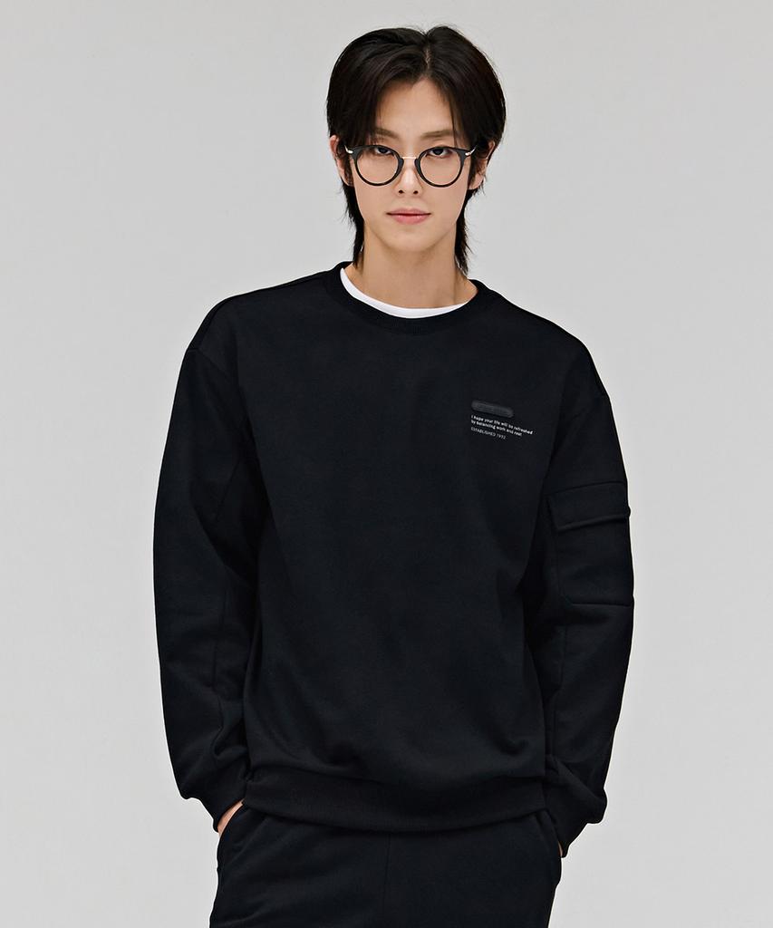 CHASECULT Men'S Sleeve Pocket Fleece Sweatshirt - Black
