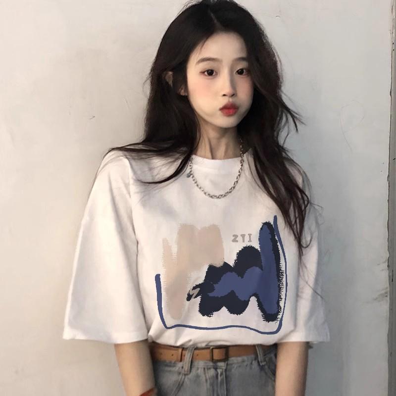 Женская футболка с коротким рукавом из хлопка свободного кроя в стиле ретро-шик Гонконг