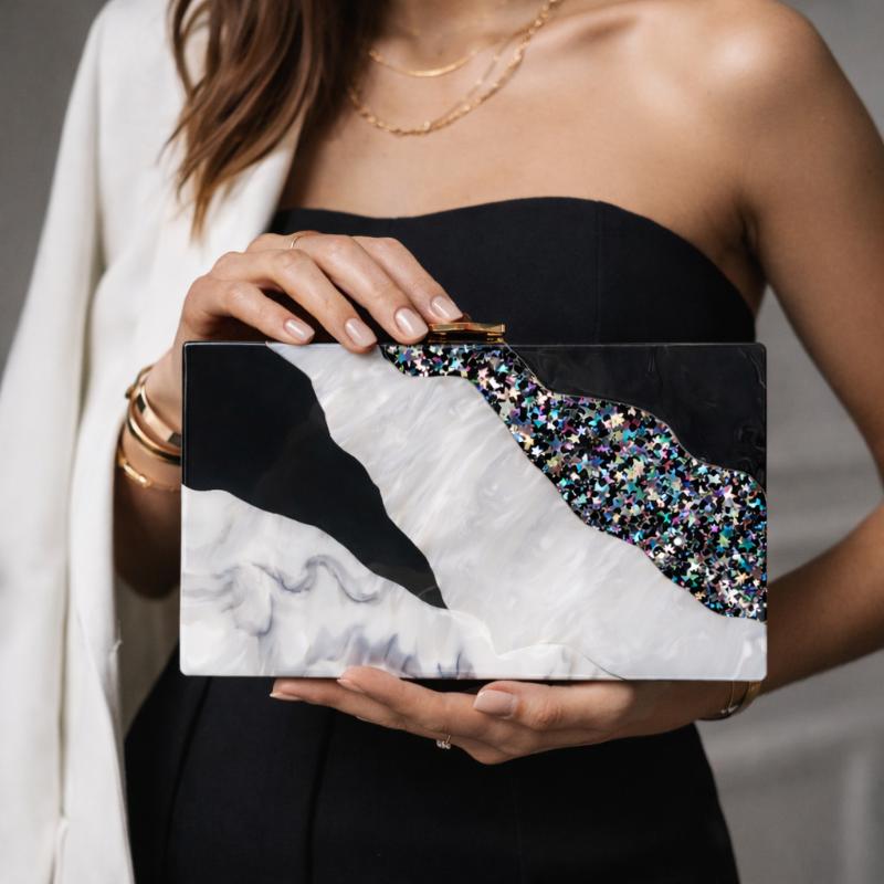 Color Contrast Patching Acrylic Crossbody New Banquet Handbag Wedding Shoulder Evening Bag Straw Bags Party Luxury Women's Bag
