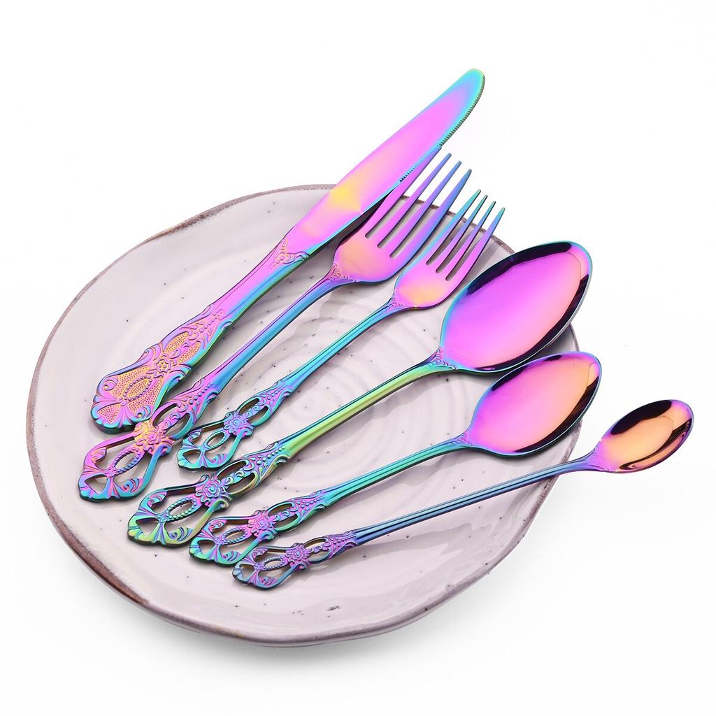 Juice Spoons Coffee Stirring Cutlery Set Colorful Teaspoon Dinnerware Ice Cream Long Handle Scoop Tableware Flatware Kitchen Tools