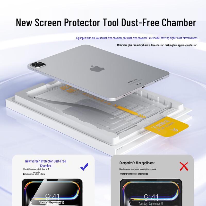 Zoyu Full Screen Ultra-Clear Dust-Free Tempered Glass Screen Protector for Apple iPad