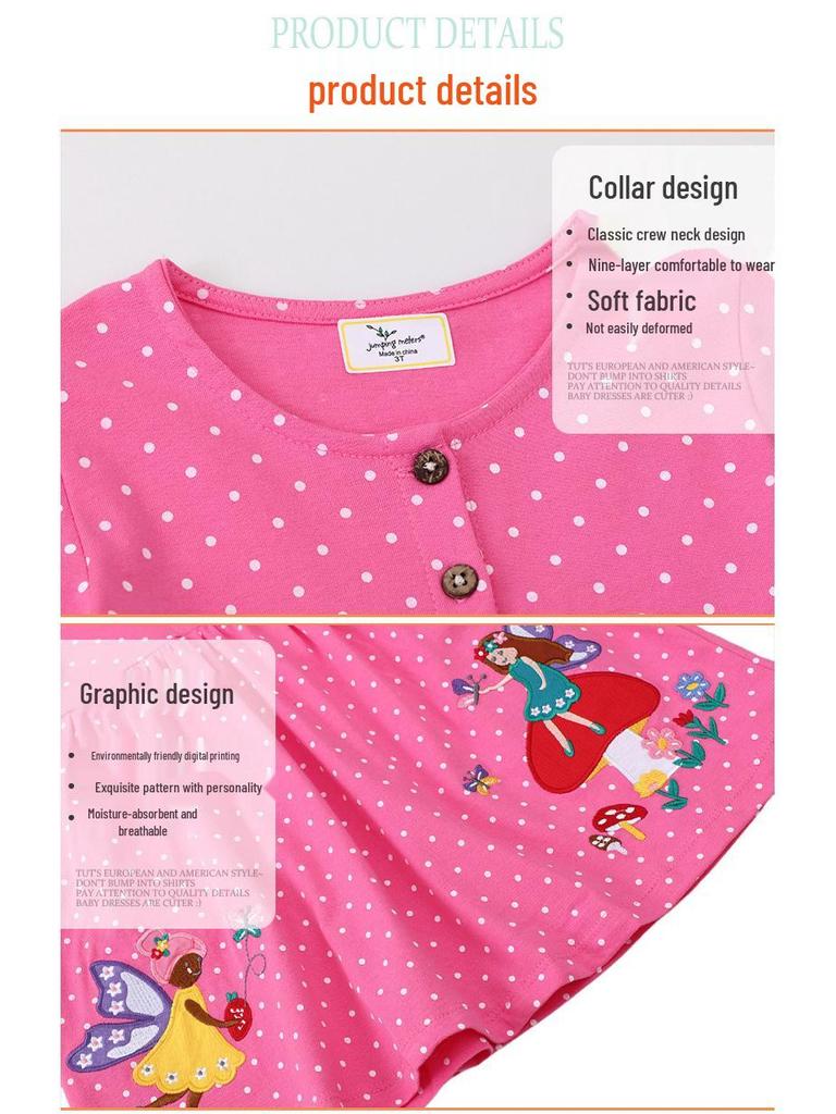 Девочковое платье в европейском и американском стиле, с вышивкой и пэчворком, с длинным рукавом и круглым вырезом - Коллекция Весна и Осень.