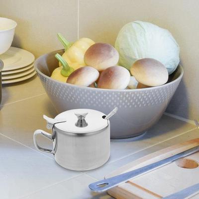 Сахарницы из нержавеющей стали с крышкой и ложкой, Компактная кухонная банка для приправ для сахара, соли, перца, Сохранение свежести
