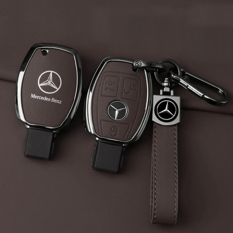 XUV2 Leather Alloy Car Key Case Cover Shell Protector Accessories For Mercedes Benz A B R G Class GLK W251 GLA W463 W176 GLC GLR W204