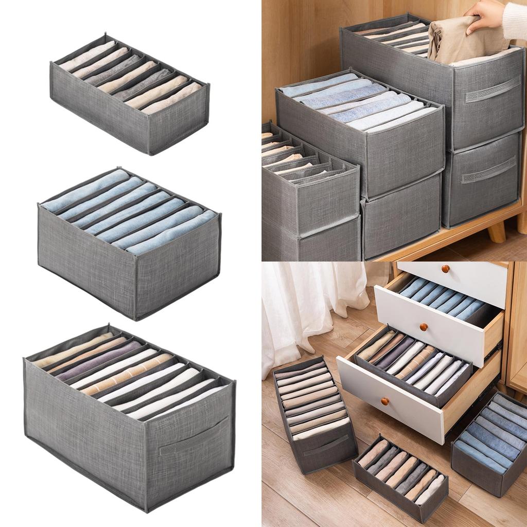 Pants Storage Box with Multiple Compartments Foldable Closet Organizers Separation Boxes for Jeans Trousers Storage Bins