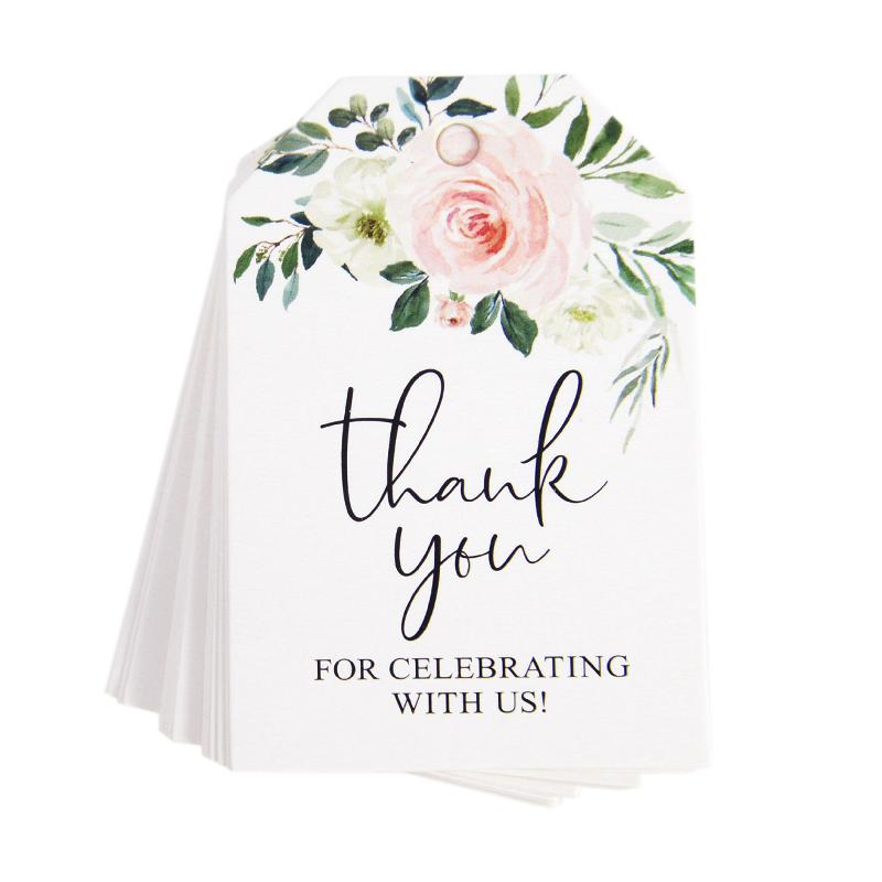 50Pcs Thank You For Celebrating With Us Tags Paper Gift Tags for Wedding Bridal Shower Birthday Party Decorations Baby Shower