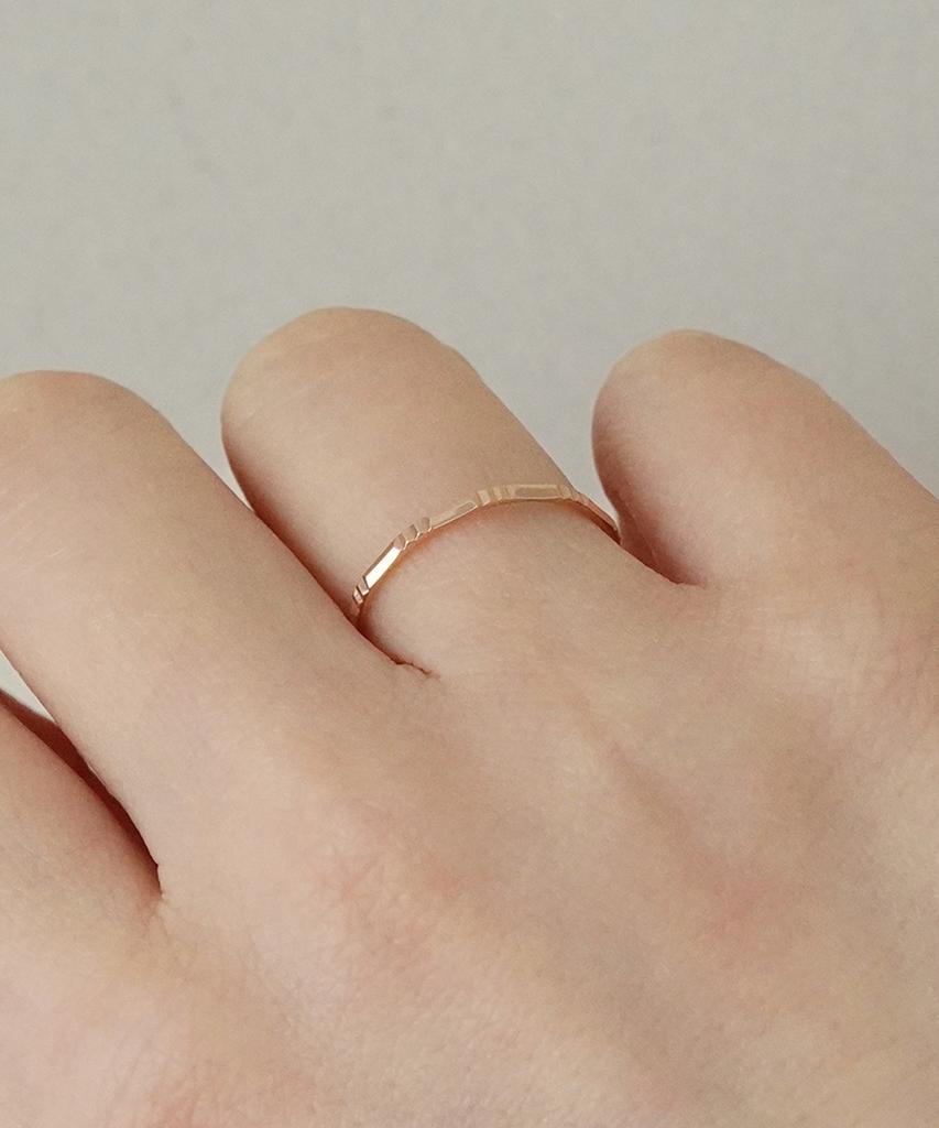 Alleun 14K 18K Cut Thread Gold Rings Layered Cherish Friendship