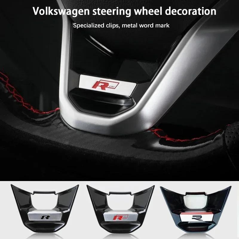 New ABS Metal R Rline Emblem Car Steering Wheel Decoration Sticker For Volkswagen R-Line GTI Polo Golf Passat Scirocco Jett