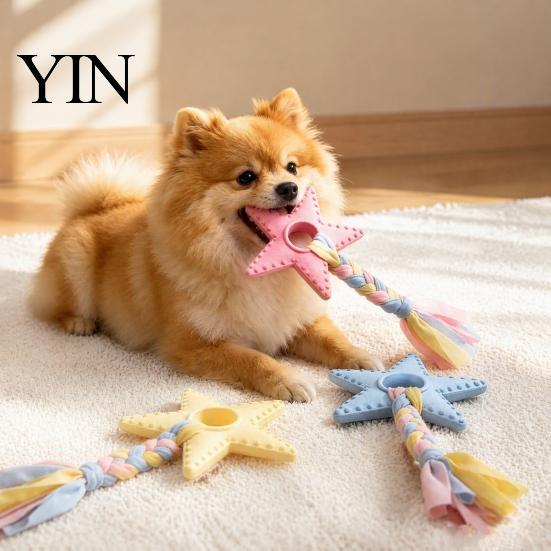 Star Shaped Dog Toys Chew Toy, Bite Resistant Pet Boredom Toy Puppy Teething with Braided Cloth Strip, Aggressive Chewer Teeth Cleaning