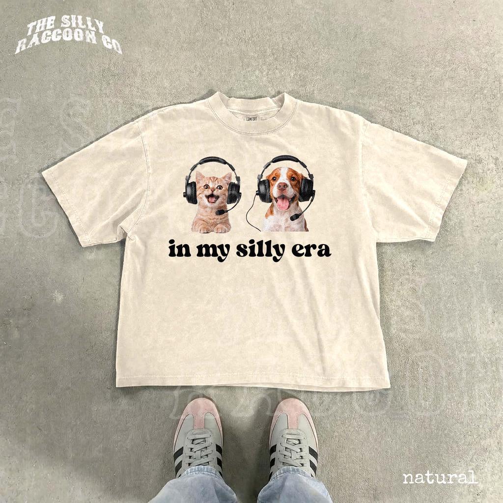 In My Silly Era Shirt, Funny Cat And Dog Meme Tee, Comfort Colors Graphic T-Shirt, Cat Lover Gift, Unisex Weirdcore Top for Men Women