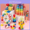 Wooden Baby Clock Caterpillar Small Round Bead Rainbow Tower Toy For Early Learning