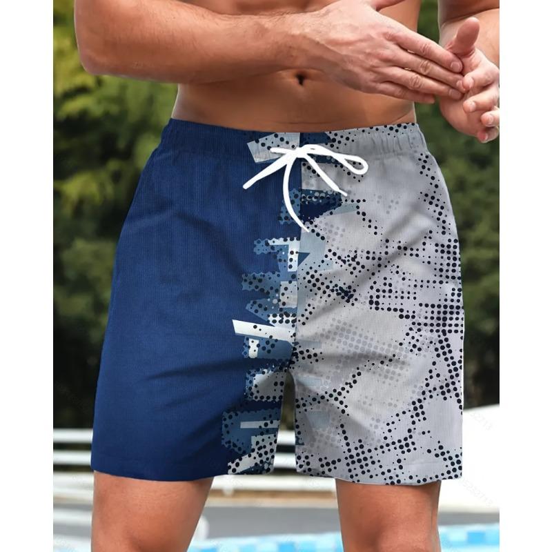 Pattern Beach Pants Men's Quick Drying Five Minute Swimming Pants Men's Hot Spring Double-layer Men's Beach Pants