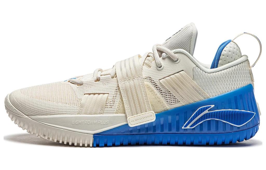 Li Ning Fury Textile, TPU Slip Resistant Abrasion Resistant Low top Basketball Shoes Men's White Blue ABFT019-9