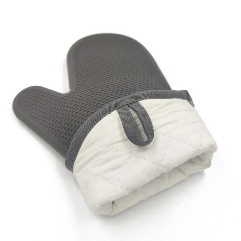 1 шт. Короткие силиконовые профессиональные перчатки для духовки, изоляционные перчатки для микроволновой печи, утолщенные высокотемпературные прихватки для духовки