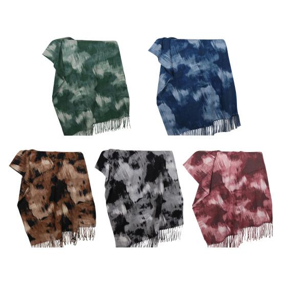 Women Scarf Graffiti Color Block Printed Scarf Autumn Winter Soft Shawl Scarf Outdoor Activities Versatile Accessory