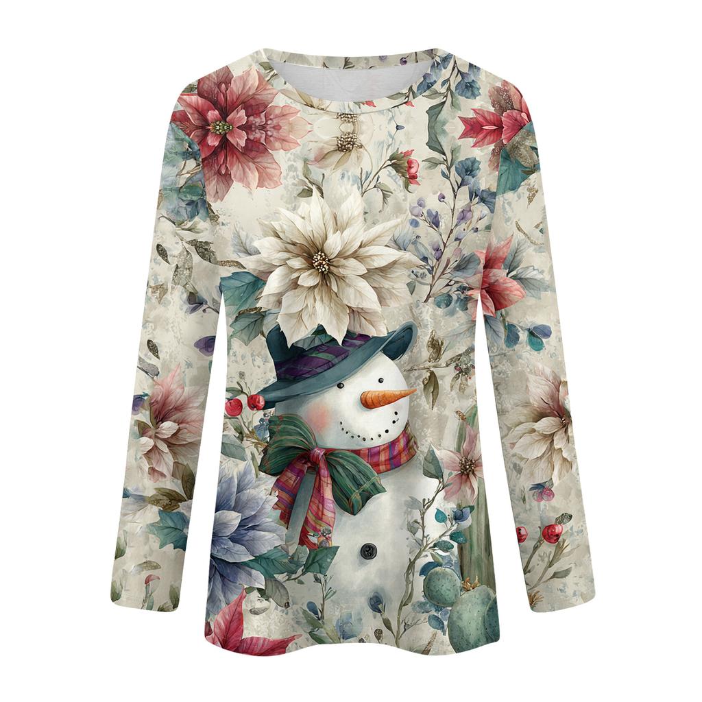 Long Sleeve Shirts For Women Cute Print Graphic Tees Blouses Casual Plus Size Basic Tops Pullover