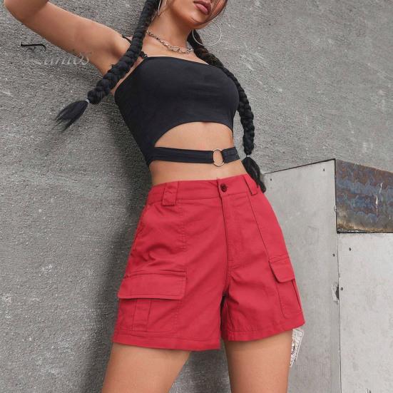 Женские шорты-карго, повседневные шорты-бермуды длиной до колена с карманами, летние мешковатые широкие штанины для походов