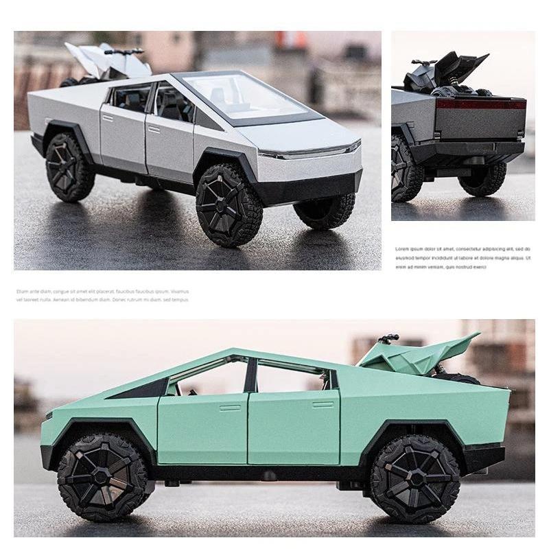 1/32 Tesla Cybertruck Pickup Model S Model X Model Y Toy Car Diecast Metal Off Road Collection Pull Back Sound Light Gift Boy