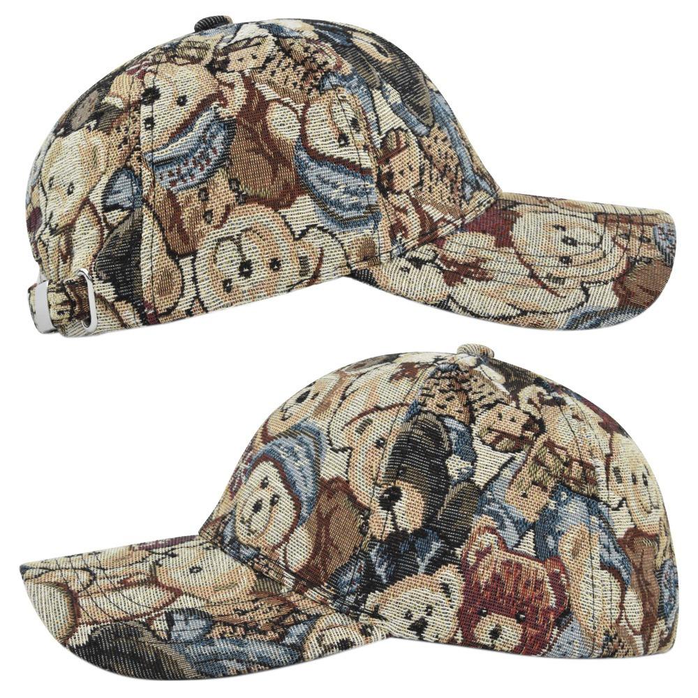 Little Bear Print Unisex-Teens Caps Dog Print Cotton Snapback Caps Fashion Hip Hop Vintage Hat