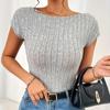 Летняя женская футболка с коротким рукавом, сексуальный тонкий короткий топ с открытой спиной, модный простой однотонный полосатый пуловер с круглым вырезом, топ