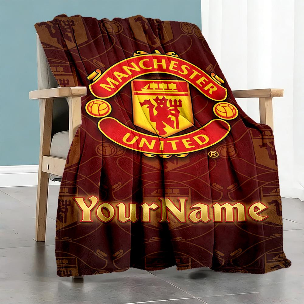 Manchester Customize Your Name Blanket Multi-purpose Customizable Blanket Comfortable for Nap Livingroom Seaside Bedding Four Seasons Universal